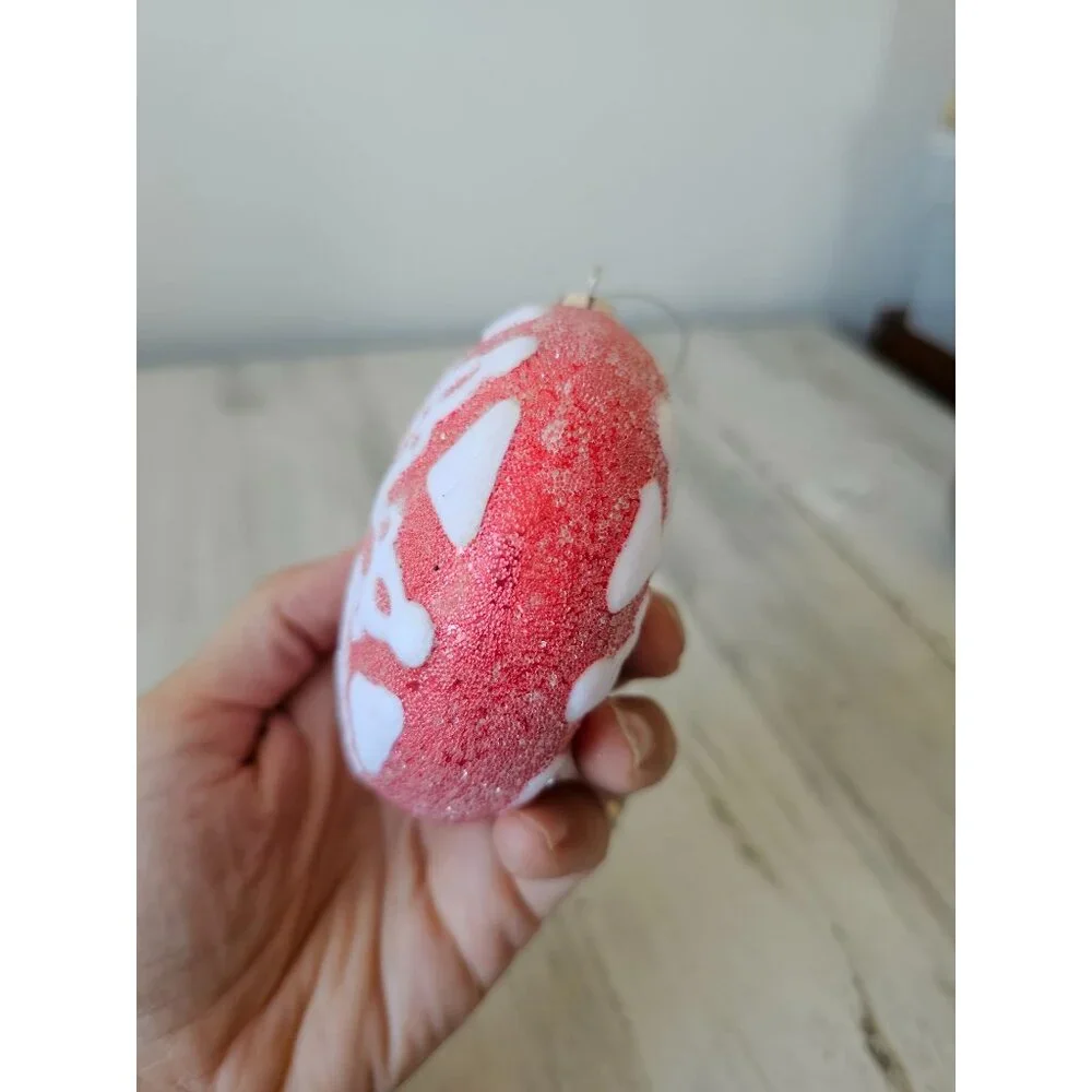 Sugared snowflake red velvet glass ornament unique‎ Xmas tree